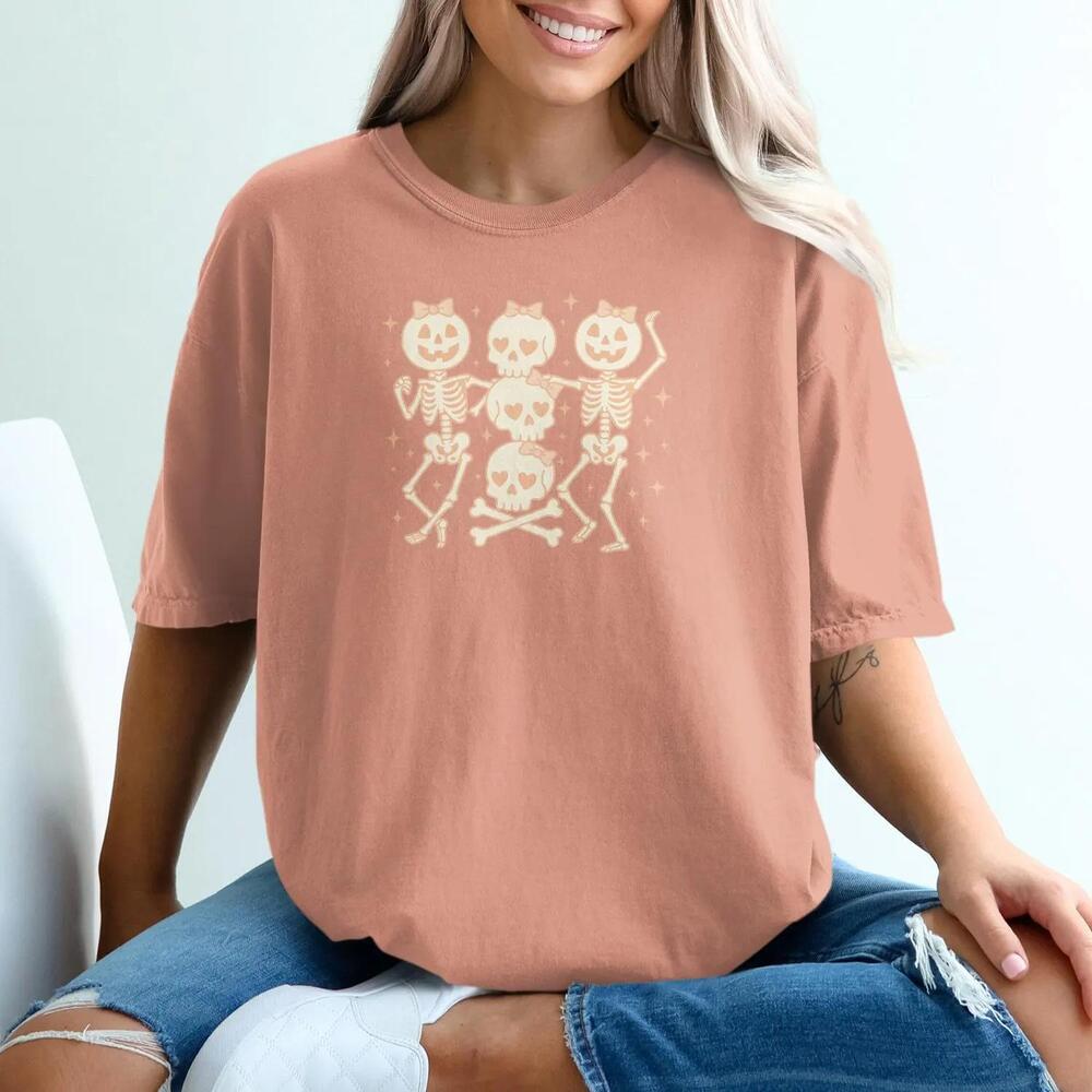 1717 Shirt Or Gildan 18000  Cute Dancing Skeletons